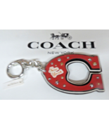 COACH VARSITY C BagCharm F23585 Silver/True RIVETED Red Key Chain NWT LQQK - $69.95