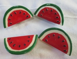 Vtg Lot 4 Resin Watermelon Slices  Chunky  Button Covers - £7.99 GBP