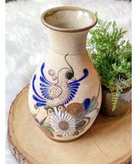 VTG Tonala Mexico Hand Painted Bird &amp; Floral Clay Pottery Sandstone Vase... - $641.50 MXN