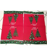 2 Red Kitchen Tea Towels Polka Dots Happy Holidays Christmas Trees - €10,14 EUR