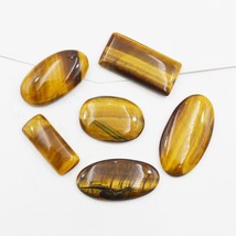 Yellow Fire Top Quality Natural Tiger Eye Gemstone Cabochon 6 Pieces Lot R31951 - £8.84 GBP