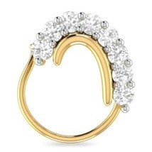 14K Yellow Gold Plated Round Lab-Created Moissanite Nose Stud Ring Pin - £33.92 GBP