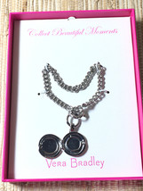 Vera Bradley Bracelet Silver Tone Locket Charm 7&quot; Costume Fashion Jewelry - $15.00