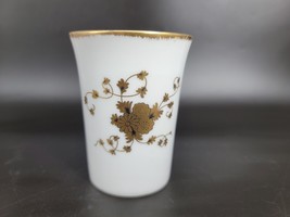 Lefton Bathroom Tumbler Cup Gold Hand Painted Floral Porcelain Numbered ... - $12.47