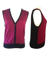 Vtg 90s Casual Corner Sleeveless Colorblock Grandma Button Up Sweater Kn... - $9.99