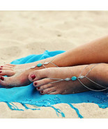 Sexy Women Boho Silver Turquoise Foot Chain Ankle Bracelet Barefoot Sandals - $18.65