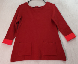 Cynthia Rowley Sweater Womens XS Red Viscose Long Sleeve Round Neck Back Zipper - £17.63 GBP