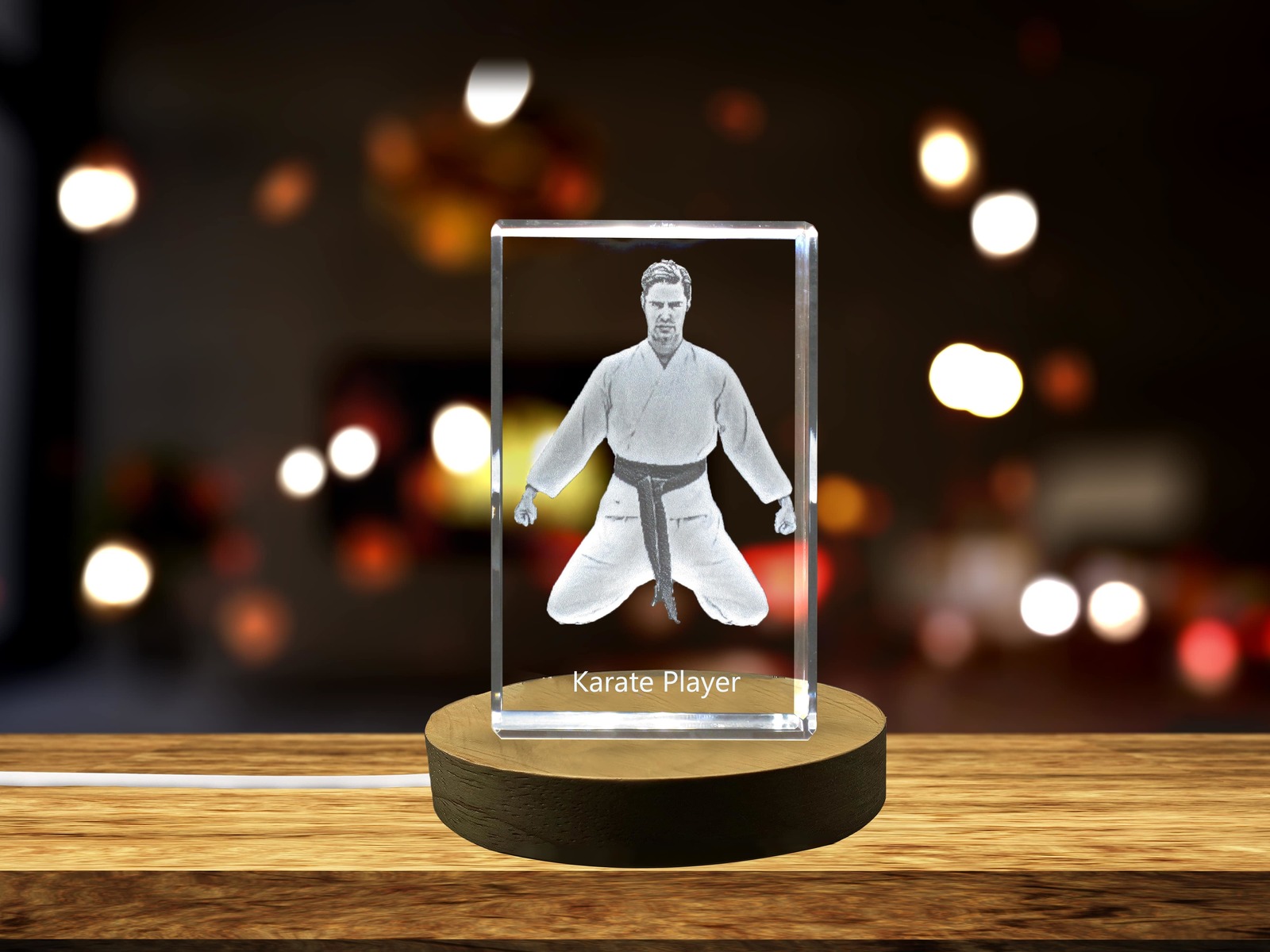 LED Base included | Karate Player 3D Engraved Crystal 3D Engraved Crystal