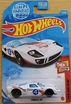 Hot Wheels Then and Now 1/10 FORD GT-40 Gumball 3000 White  - $6.92