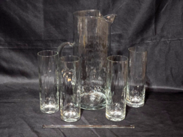 Vintage Pitcher, Stir Rod &amp; Highball Glasses - Optic WATERFALL EFFECT - ... - $749.15 MXN