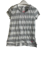 Under Armour Girls Loose Heatgear Striped Shirt Youth Gray, Medium  - $14.84