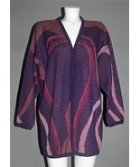 VTG James Kenrob by Dalton Purple Pink Metallic Swirl Long Open Cardigan... - $61.11 CAD