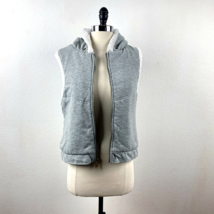 Victoria Secret Plush &amp; Lush Sherpa Hooded Vest Grey &amp; White Size Med Zi... - $27.72