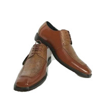 Bolano Men&#39;s Oxford Dress Shoes Cognac Brown with Laces Wide Width Size 8 - £39.50 GBP