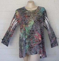NWOT Jess and Jane Large Colorful Burn out Floral Art Tunic Top - £16.63 GBP