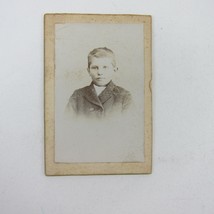 Photograph Card Boy Portrait Wearing Dress Coat Antique 1880s - 1890s - £9.47 GBP