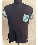 Victoria Secret PINK sz L Graphic T-Shirt Tee black exotic palm dog V ne... - $27.08 CAD