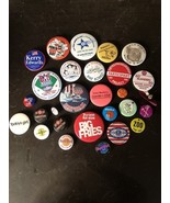 Lot of 26 VINTAGE 90s Buttons/Enamel Pins Union Political School Hard Ro... - $34.39