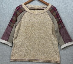 Buckle BKE Gimmicks Womens M Sweater Plaid Sleeve Raglan Metallic Casual - $332.24 MXN