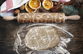 Engraved rolling pin. Original shape. FLOWERS pattern.Laser Engraved for... - £21.61 GBP