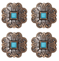 1-1/2&quot; Set of 4 Copper Cross Tack Belt Bag Jewelry Decorative Conchos CO... - £19.74 GBP