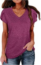 Fantaslook Womens Short Sleeve V-Neck Loose Fit T-Shirt Size Medium Color Maroon - £31.75 GBP