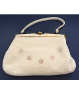 vintage beaded handbag purse with pearlized closure trim made in Hong Kong  - $19.75