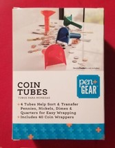 Pen + Gear 81054 Coin Tubes Coin Sorting &amp; Stacking-4 Tubes +40 Wrappers - £7.75 GBP