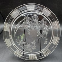 Vintage Federal Glass Clear Sharon Rose Footed Cake Plate Stand 11&quot; - MINT - £16.98 GBP