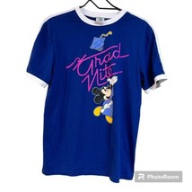 Vintage Disney Parks Mickey Mouse Grad Graduation Nite Shirt Sz SM Blue - £20.16 GBP