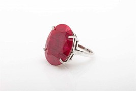 Certified Natural 5Ct Ruby 14K White Gold Plated Sterling Silver Ring - £43.10 GBP+