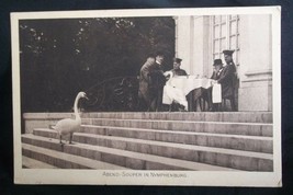 Rotogravure Postcard Dinner at Nymphenburg Bavarian Palace Munich Swans  - $11.87