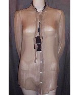 Dolce &amp; Gabbana Tan Plisse Silk Ruffled Blouse Top 38IT 4/6/8 NWT - $439.04 CAD