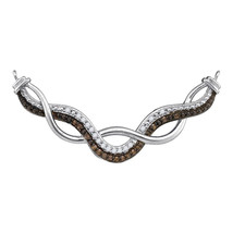 10k White Gold Round Brown Color Enhanced Diamond Infinity Pendant Necklace - £552.32 GBP