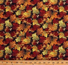 Cotton Fall Leaves Autumnal Oak Maple Leaf Fabric Print by the Yard D512.52 - £10.24 GBP
