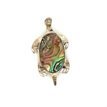 Vintage Sterling Silver Signed CCH Taxco Mexico Abalone Shell Turtle Brooch Pin - £30.86 GBP