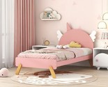 Merax Kids Cute Low Platform Bed with Unicorn Shape Headboard, Twin Wood... - $373.99
