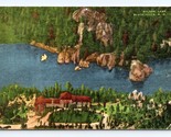 Aerial View Sylvan Lake  Black Hills South Dakota SD  Linen Postcard M5 - $2.92