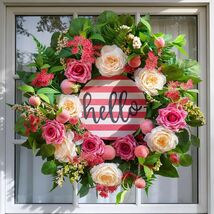 Durable 24-inch Spring &amp; Summer Floral Wreath for Outdoor Front Door - $70.24