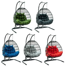2-Person Wicker Folding Collapsible Outdoor Hanging Egg Swing Chair – 5 colors! - £786.62 GBP