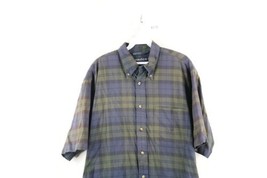 Vtg 90s Nautica Mens Large Faded Collared Short Sleeve Camp Button Shirt Plaid - £31.12 GBP