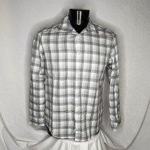 Men&#39;s Shirt Calvin Klein Long Sleeve Shirt Gray Plaid Medium - £11.39 GBP