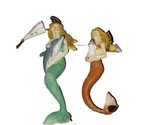 SET OF 2 RESIN 5&quot; MERMAID CHRISTMAS ORNAMENTS Dolphin Lighthouse - £11.99 GBP