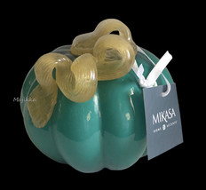 Mikasa Home Hand Blown Emerald Glass Pumpkin Curly Stem 6" Shelf Filler - $53.78
