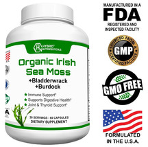 Organic Irish Sea Moss with Bladderwrack and Burdock - 60 Capsules - £14.81 GBP
