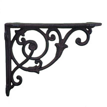 Cast Iron Wall Shelf Bracket Brace Ornate Vine Brown 8.5&quot; Deep - £12.17 GBP