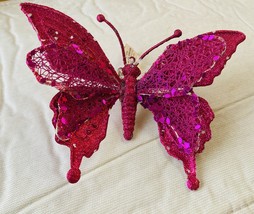 Vintage Pink Glitter Clip 5” X 7” Butterfly - £6.29 GBP