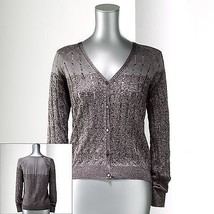 Simply Vera by Vera Wang Space-Dye Cardigan Button Up Sweater XS - £31.87 GBP