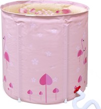Portable Foldable Bathtub For Adults, 30 In Flamingo Freestanding Bath, Pink - £43.27 GBP