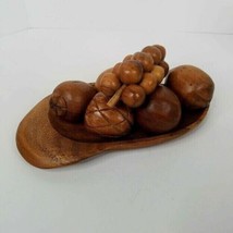 Monkey Pod Wood Bowl 6 Piece Fruit Set Handmade Philippines Vintage Mid Century - $32.66